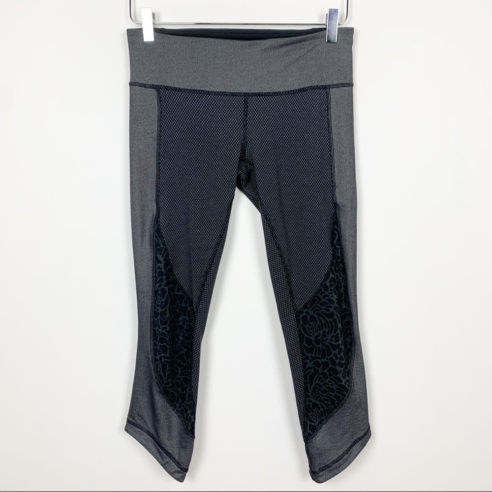 lululemon | Crop Leggings Mix Print Black Grey
